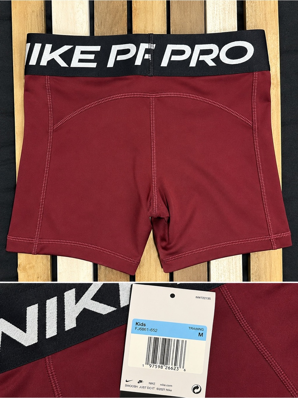 Nike Maroon Pro Compression Bike Shorts with Black Logo Waistband